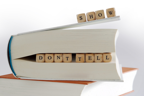 books and  message for story writers "show, don't tell" written
