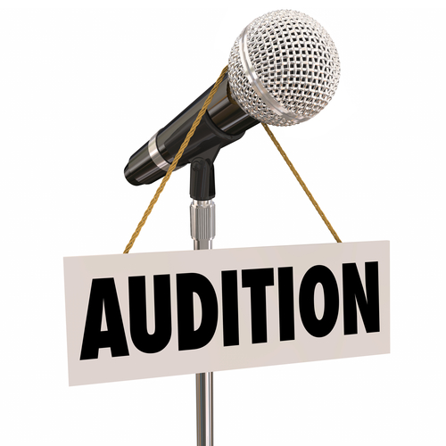 Audition Sign Hanging from Microphone Try-Outs Performance